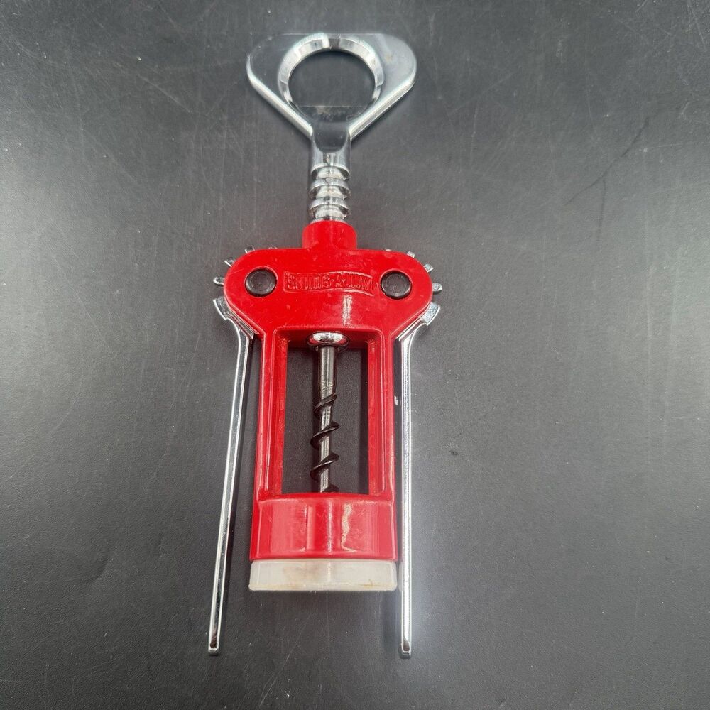 Vintage  SWING-A-WAY Made in Italy Red Corkscrew Winged Wine Bottle Opener